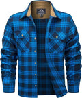 Men's casual plaid button shirt in cardigan style for winter, available in multiple colours.