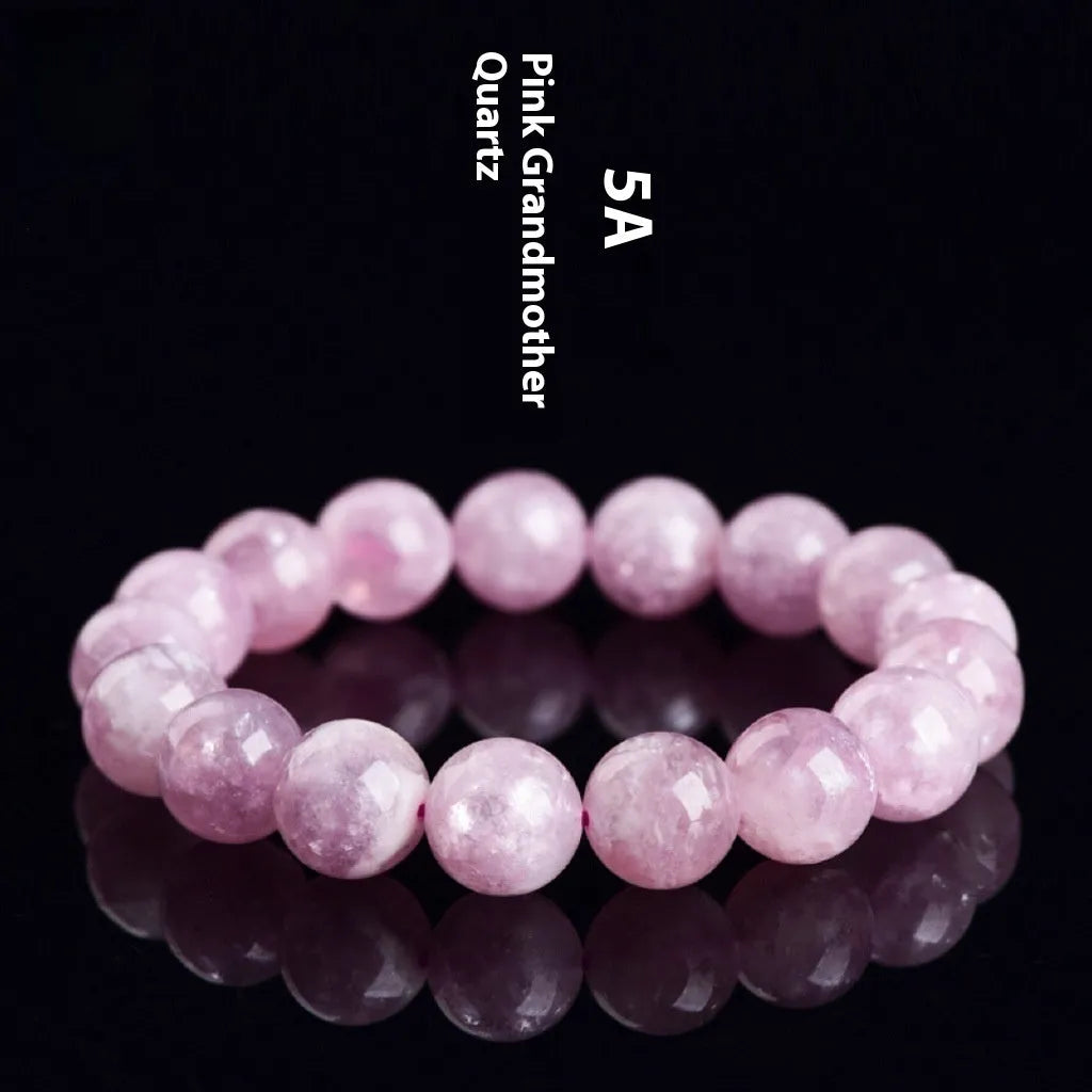 Grandmother Crystal purple bracelet with geometric beads in a single circle on a white background.