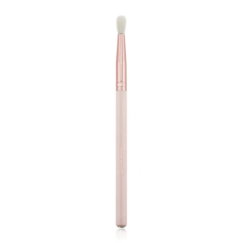 26 pink makeup brushes with wool bristles and wooden handles in PU storage bag