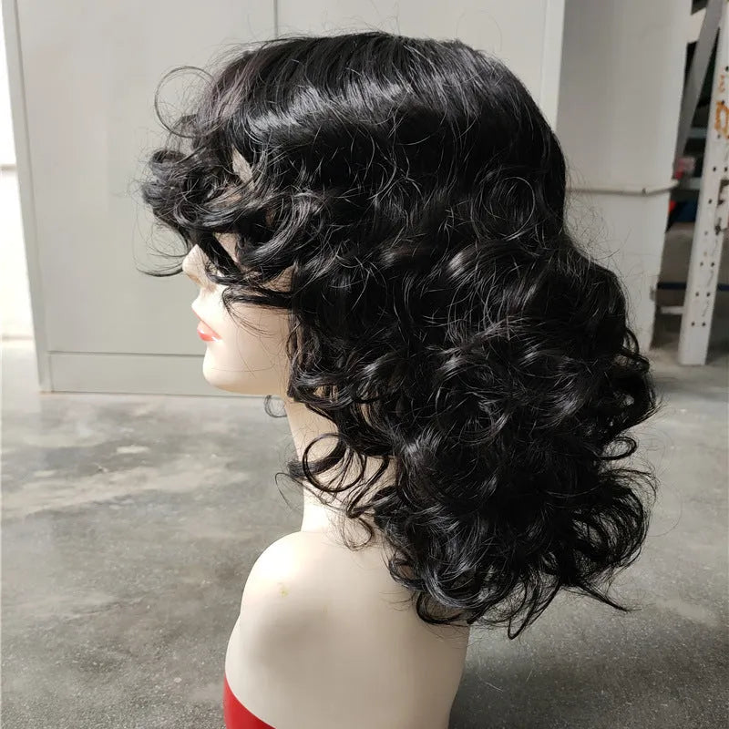Black synthetic Afro wig with long curly hair in exotic African style