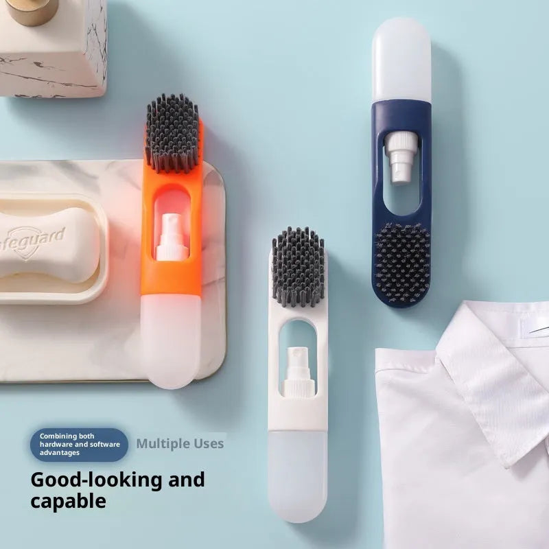 Portable plastic shoe brush in orange with flexible glue bristles for decontamination