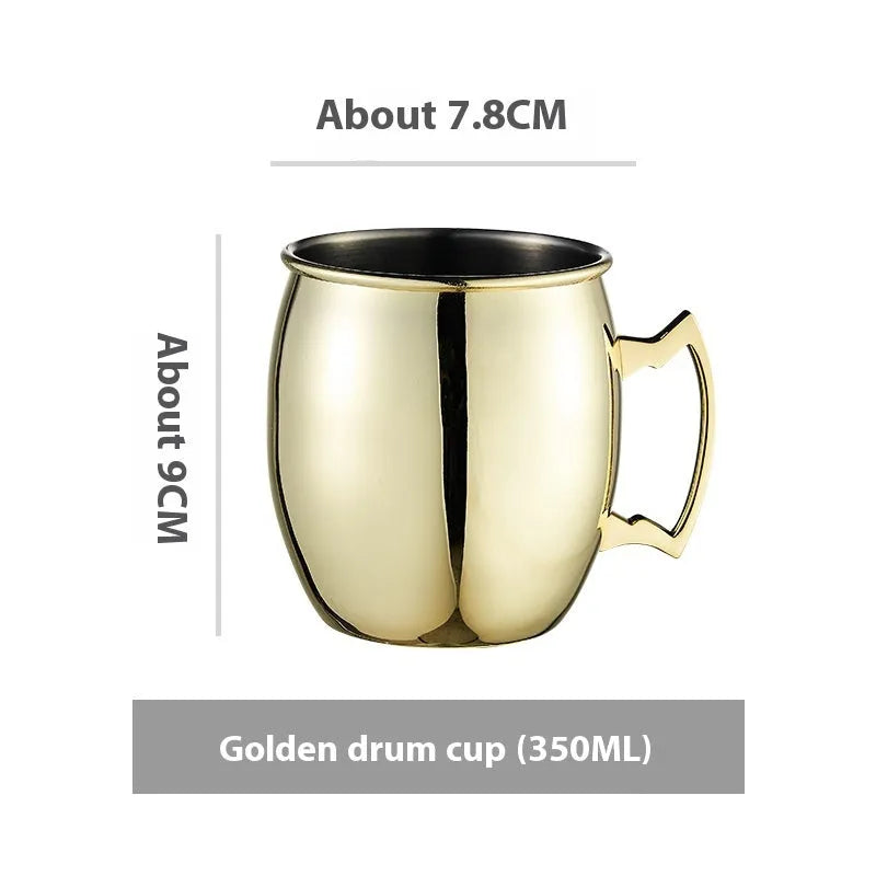 Stainless steel Moscow Mule cup with copper plating in a choice of colours and hammered or smooth finish.