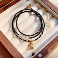 Blue sand three-ring women's bracelet with multi-layer design and gold-toned accents