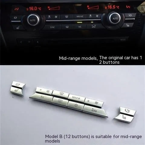 Chrome dashboard air conditioning button panel replacement set for automotive interior ventilation controls