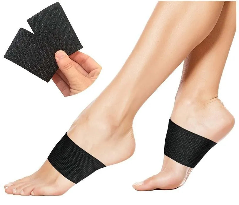 Elastic flat foot arch support bandage in heart and ordinary styles.