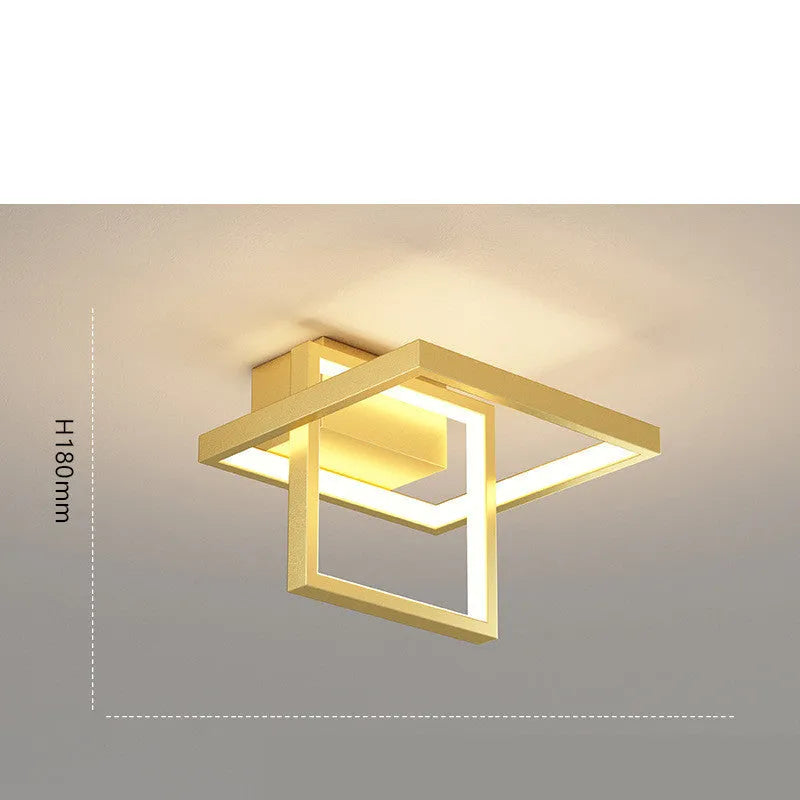 Iron ceiling light LED 20cm square black remote control three-colour change for entrance