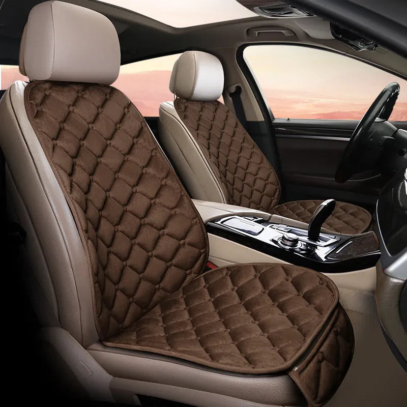 Cotton car seat cushion in wine red colour on vehicle seat
