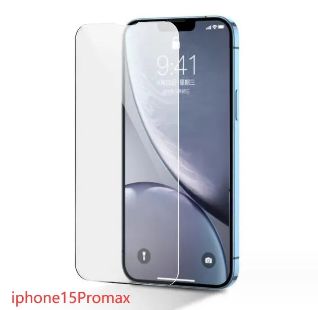 Tempered glass screen protector with 9H hardness and oleophobic coating for smartphones.