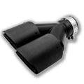 Black carbon fibre car exhaust pipe with two-tail-one-nozzle silencer design and double outlet configuration