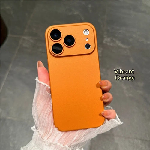 Frosted PC hard shell phone case with built-in camera lens protector for iPhone