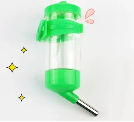 Green plastic ball kettle water feeder with glass tube for rabbits and guinea pigs