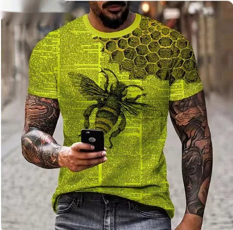 Men's black t-shirt with a large, fierce 3D lion graphic print on the front