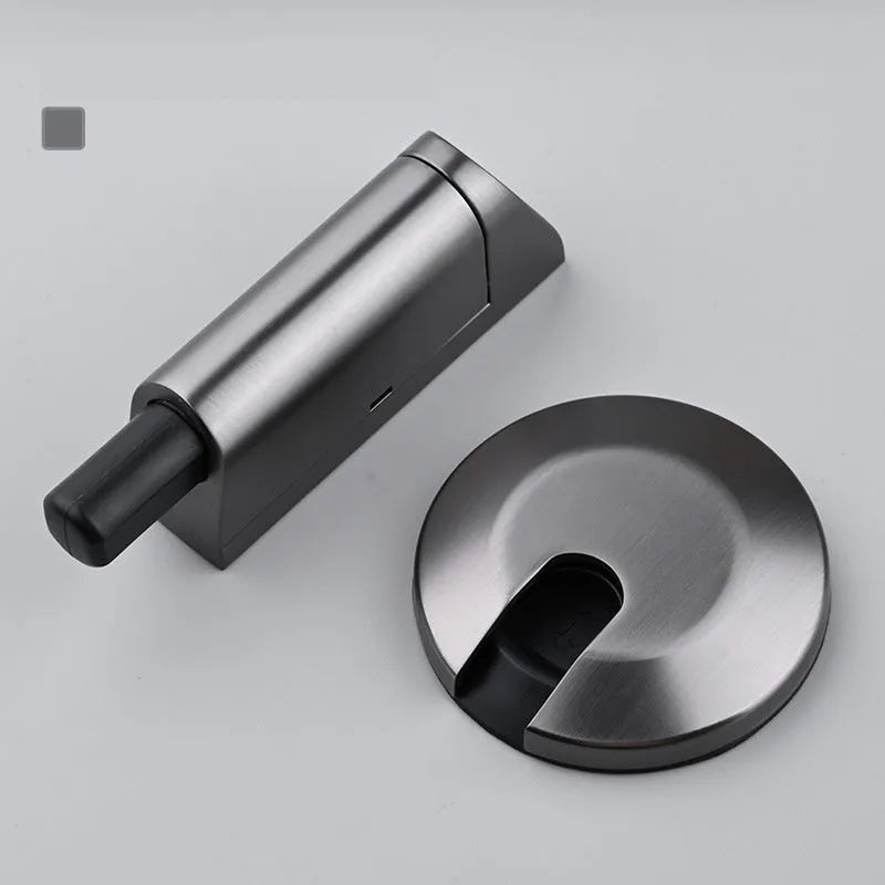 Zinc alloy invisible wedge door stopper with magnetic catch in six colour finishes.