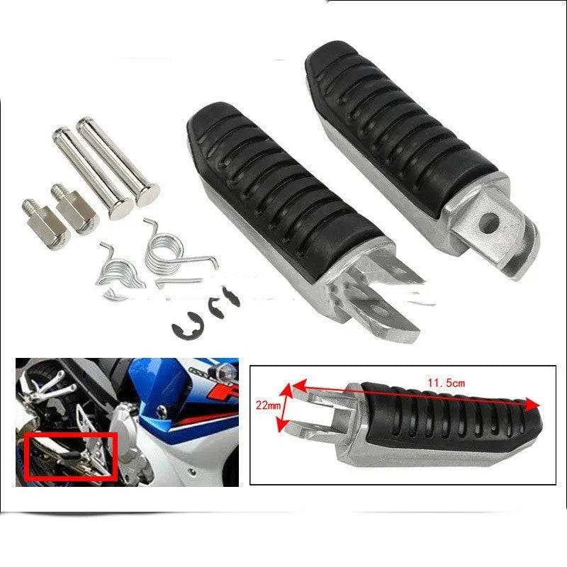 Black aluminium alloy motorcycle footpegs for Suzuki GSX1300R Hayabusa and V-Strom models