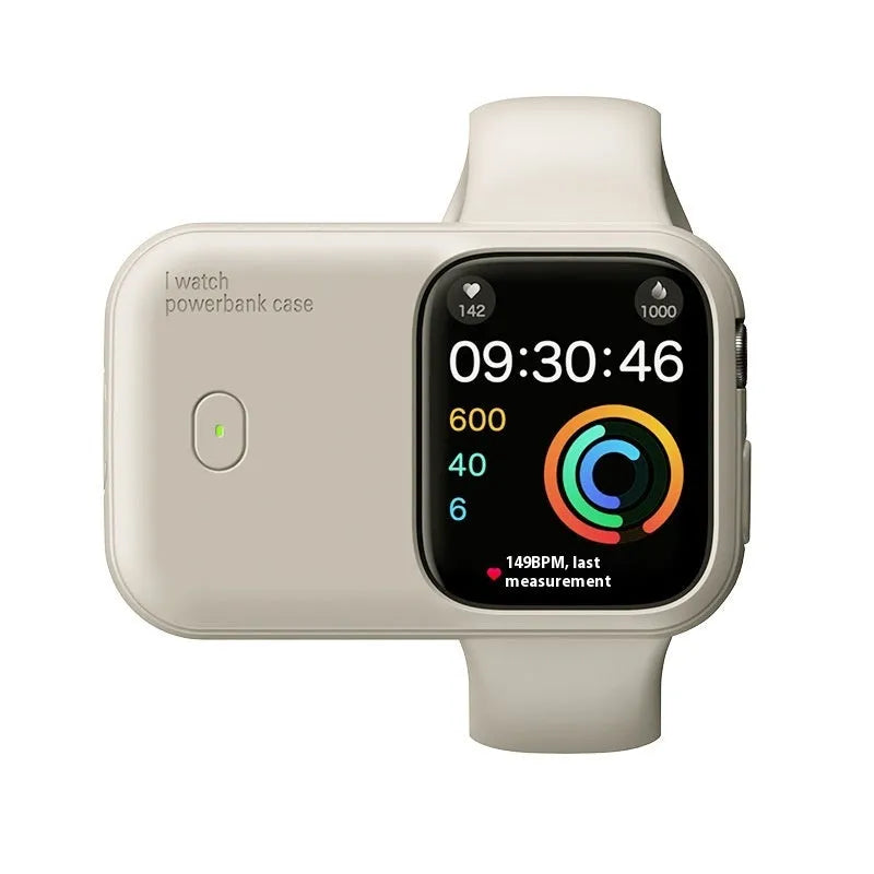 Apple Watch portable charging case with silicone protective cover in midnight blue colour