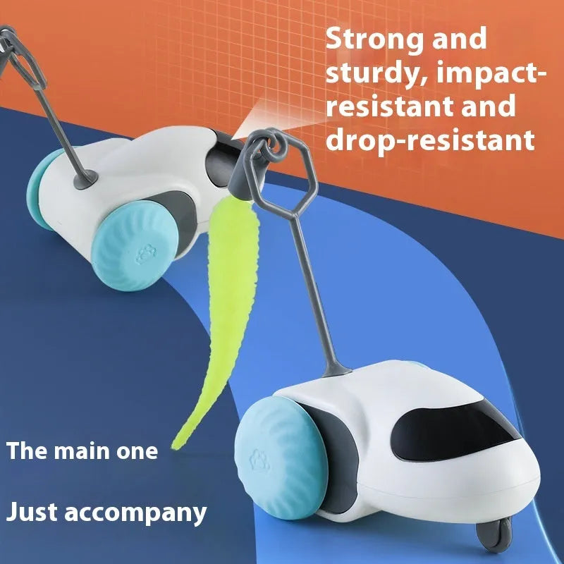 Gravity intelligent running car cat toy in light grey blue or summer orange colour with Type-C charging port