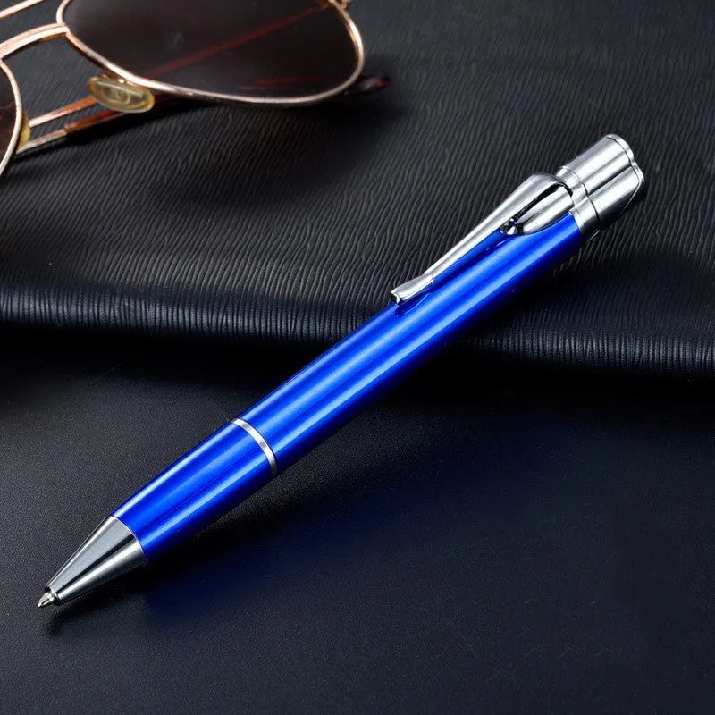 Metal refillable jet flame lighter pen with keychain in assorted colours
