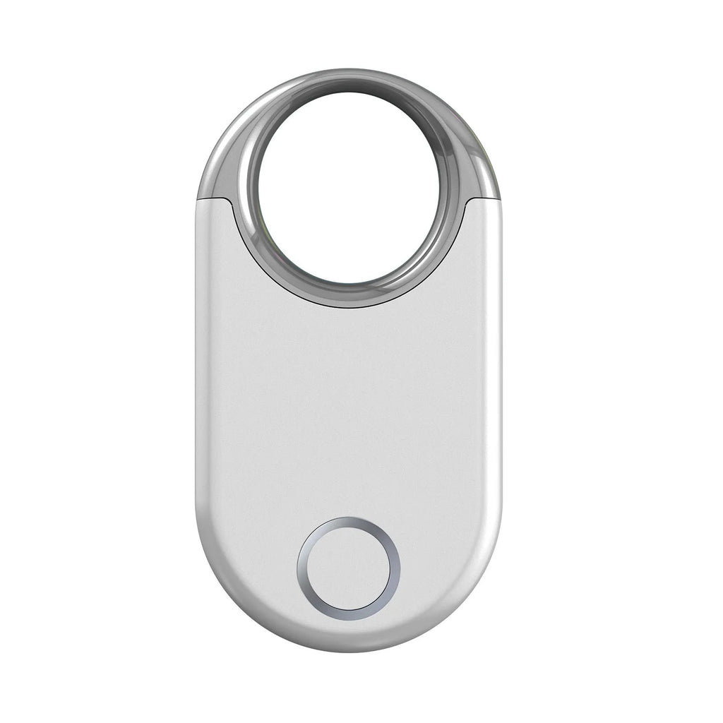 Black and white GPS tracking device measuring 55x29mm for pet and child location monitoring