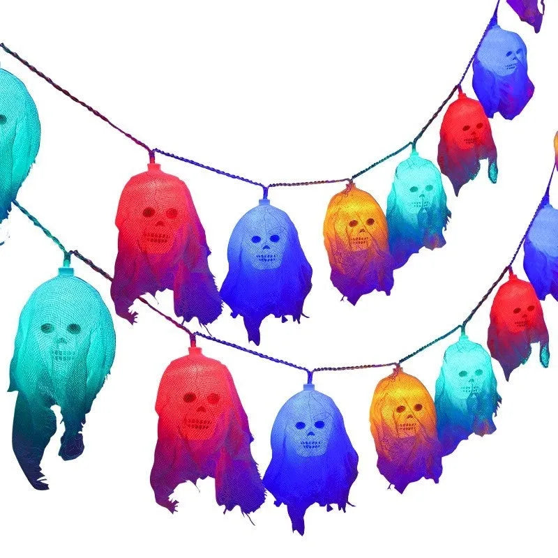 Halloween battery-operated LED string lights in coloured or warm white options for wall decoration