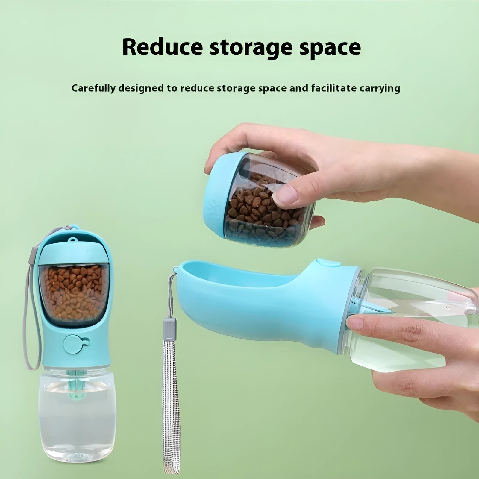 Blue portable plastic dog drinking cup with two-in-one design for outings
