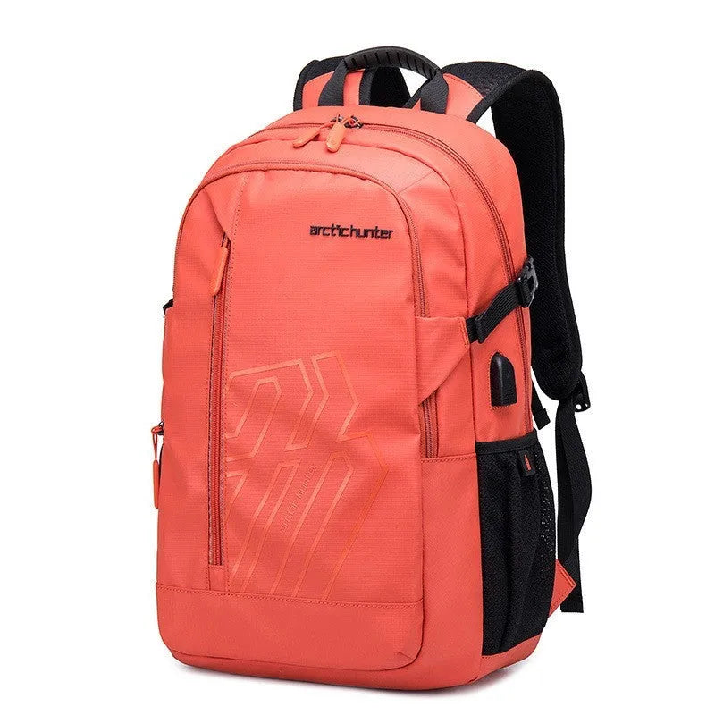 18-inch plaid pattern computer backpack with curved shoulder strap in blue colour