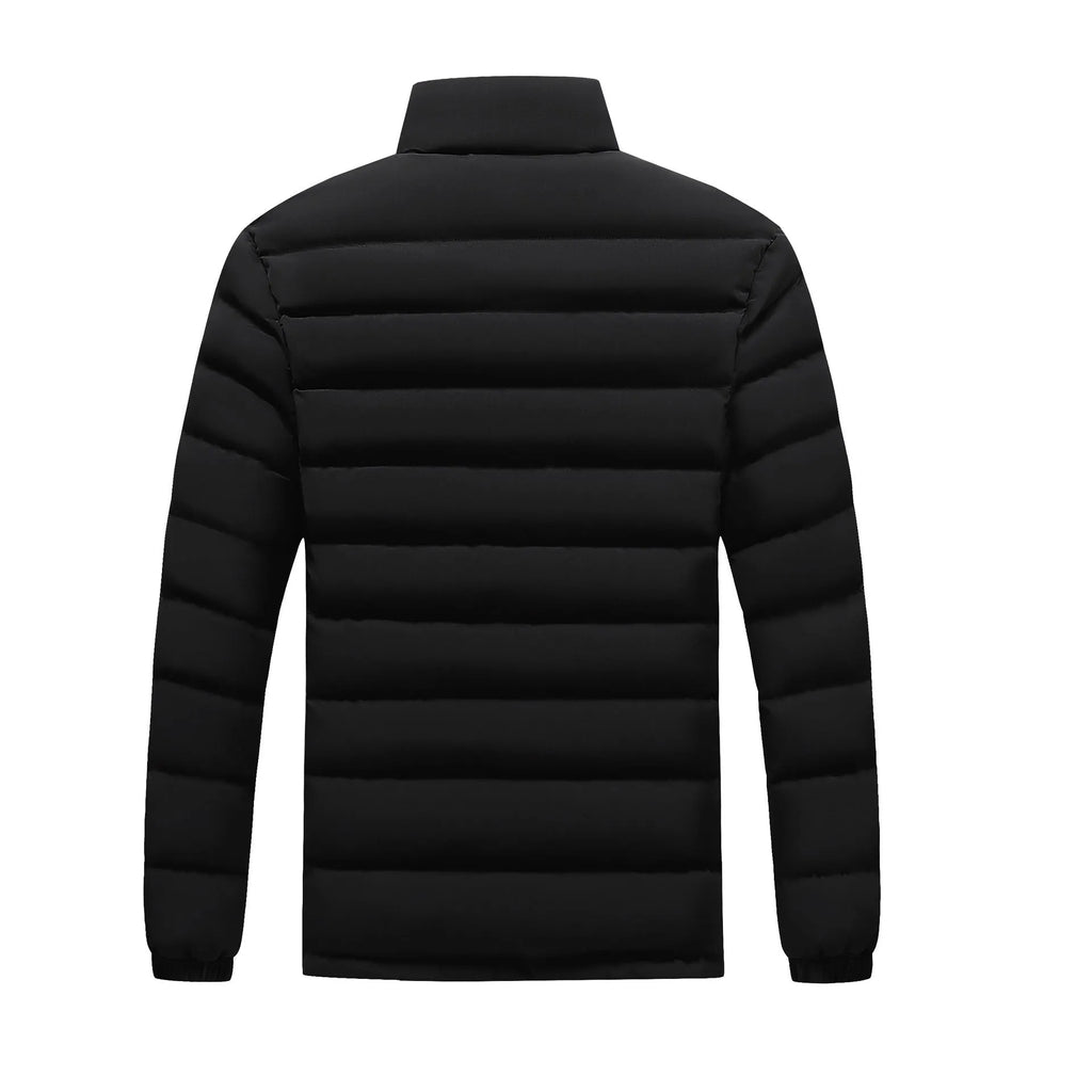 Men's plus size winter coat in black, thickened keep warm design, available up to 5XL