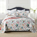 Pure cotton bedspread three-piece set with geometric print pattern showing bed cover and pillowcases