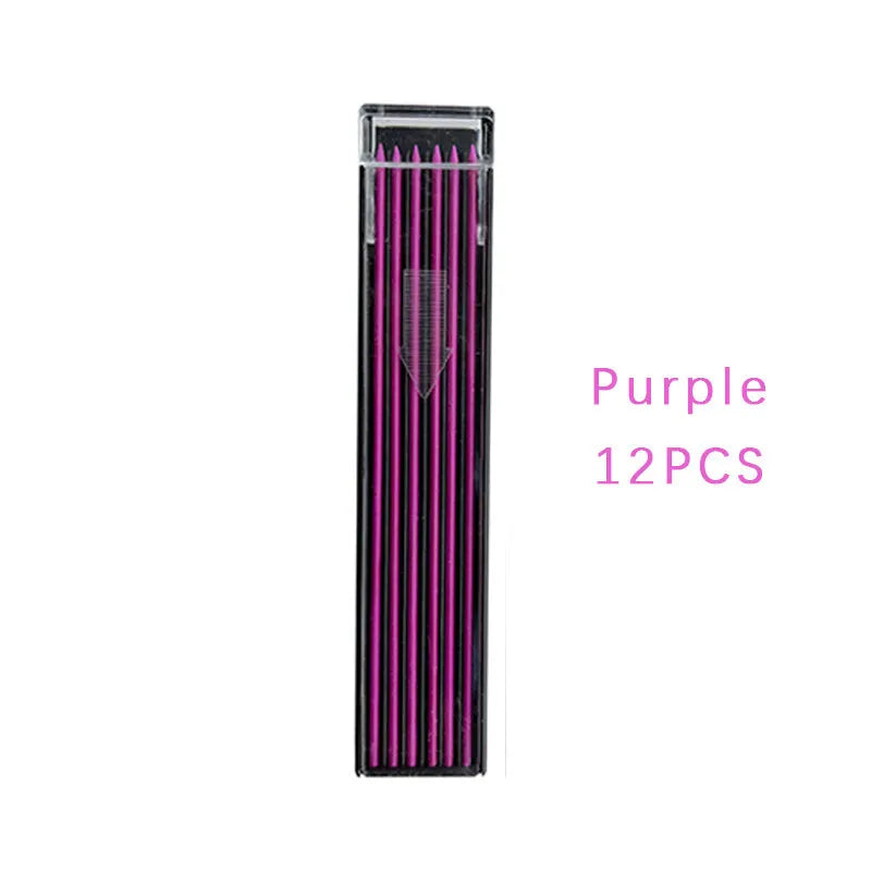 Box of 12 multicoloured 0.5mm mechanical pencil leads for drawing and writing.