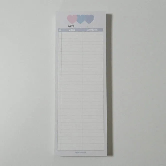 Vertical English words learning notepad in B5 half size with pink cover and 30 sheets