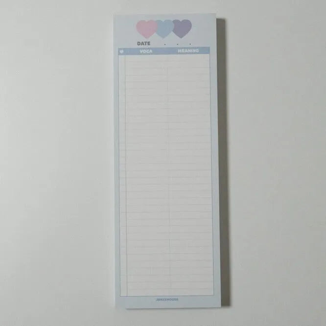 Vertical English words learning notepad in B5 half size with pink cover and 30 sheets