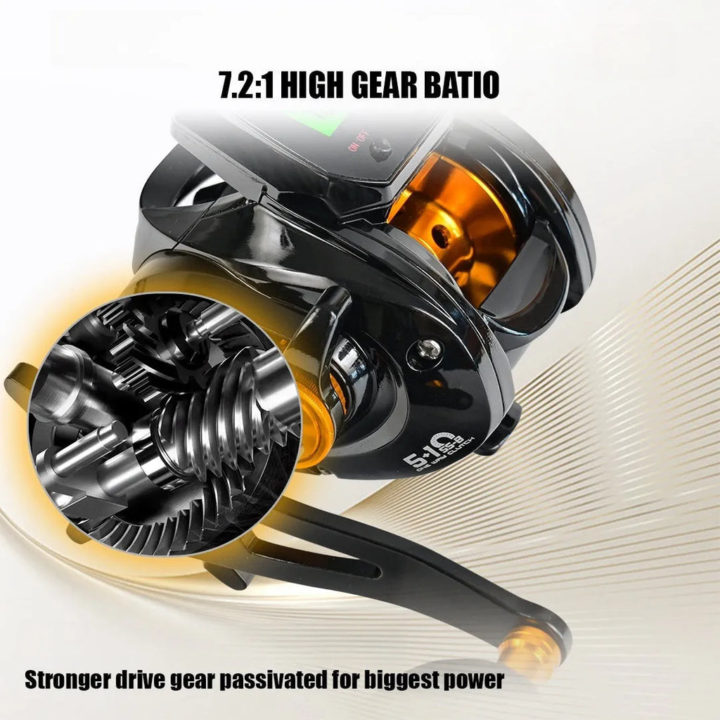 Waterproof large screen digital display fishing reel with backlight and counting function in aluminium alloy