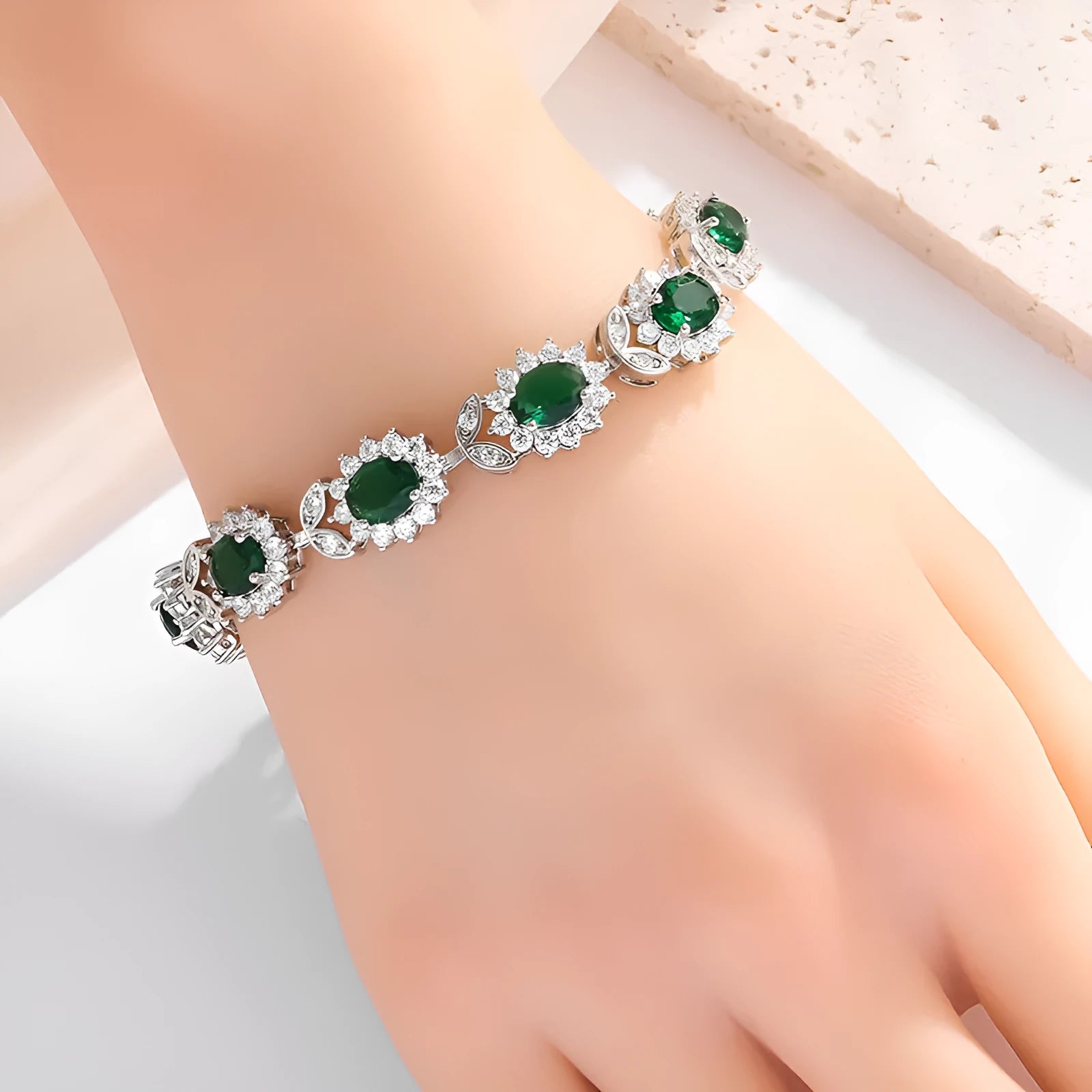 Women's simple alloy bracelet with inlaid zircon stones in nine colour variations