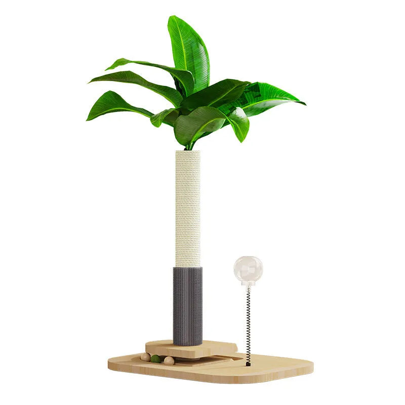 Canna coloured wooden vertical cat scratching post with a simple design
