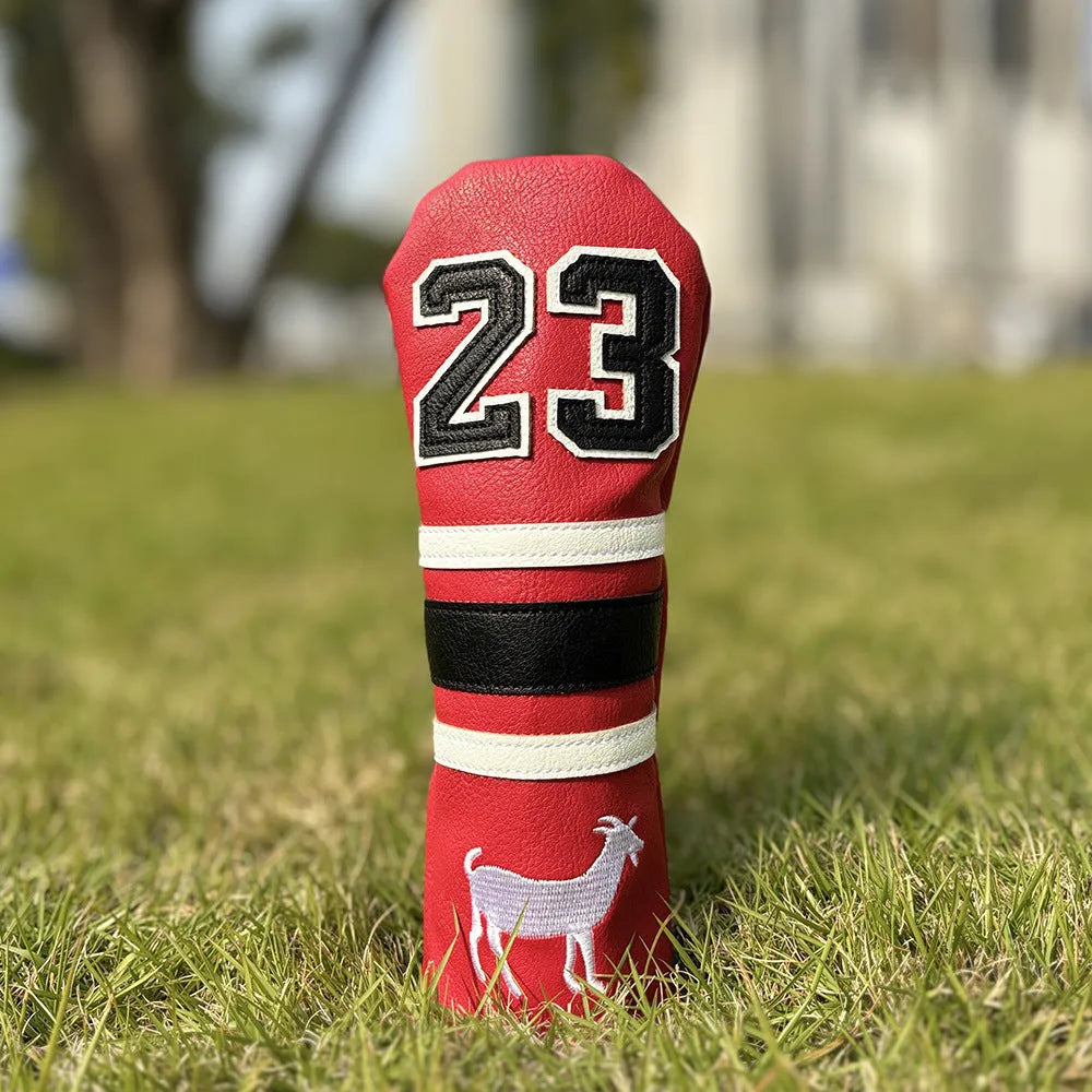 Set of four PU golf club head cover sleeves in assorted colours for fairway woods and putter.