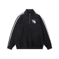 Black stand collar hoodie with long sleeves and Hong Kong style design