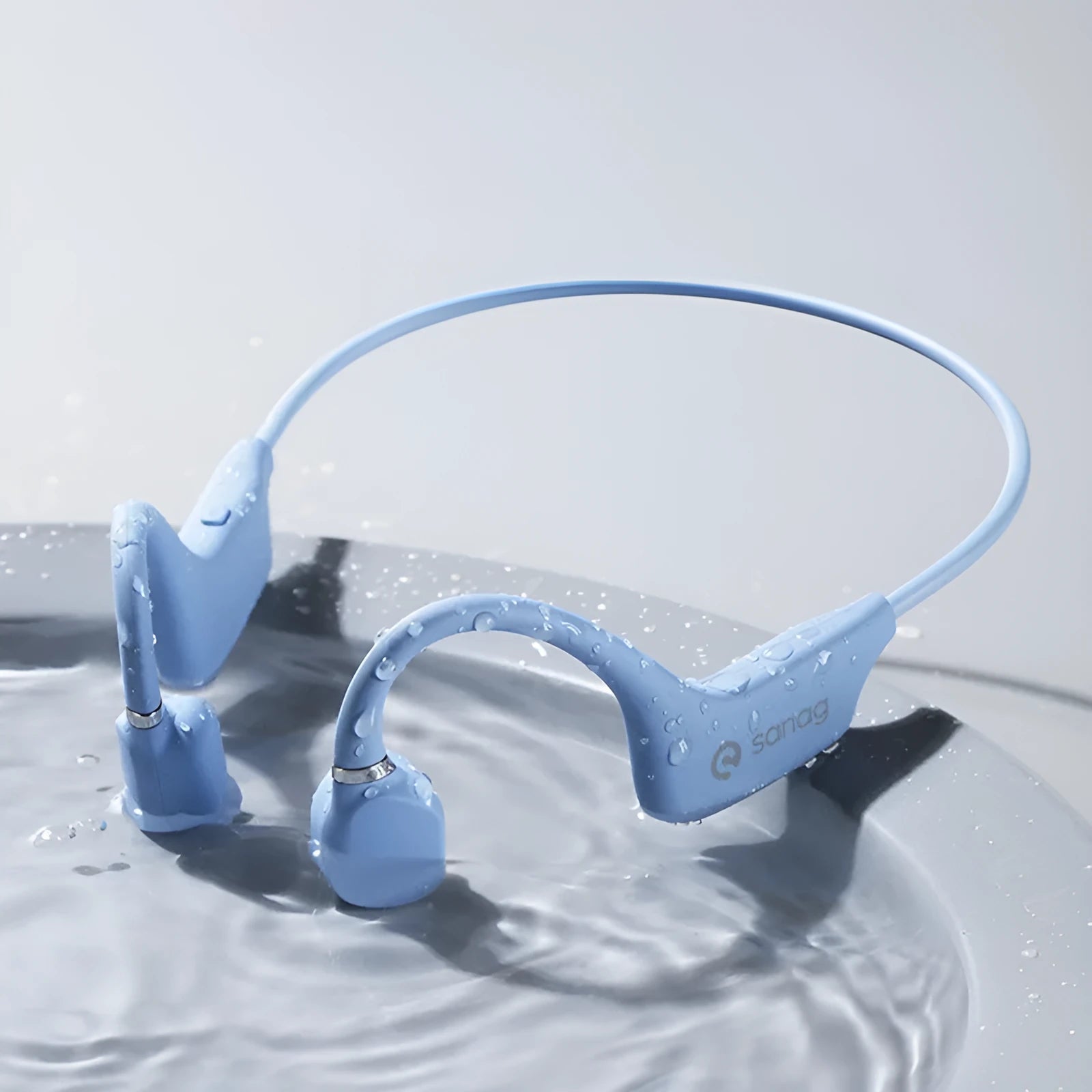 Bone conduction Bluetooth sports headphones in neckband design showing colour options