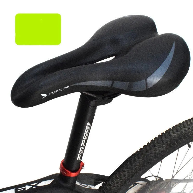Bicycle seat cushion with hollow design pattern, PU leather exterior, measures 270mm by 180mm