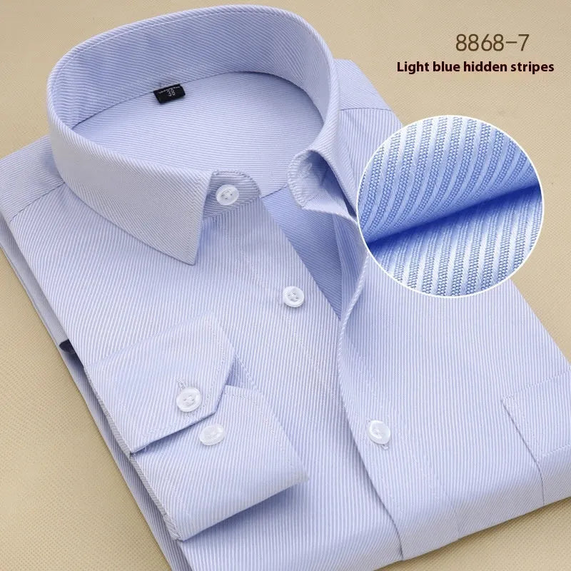 Men's black slim fit long sleeve business shirt in cotton fabric with regular cut cardigan style