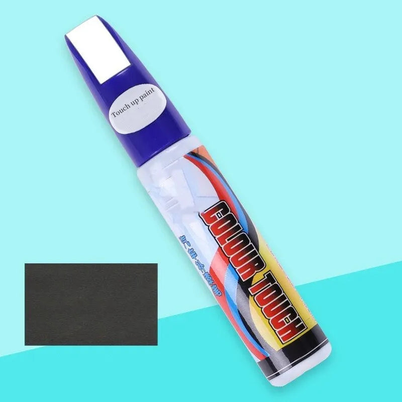Automotive paint repair pen kit with touch-up paint, scratch wax, sponge and sandpaper