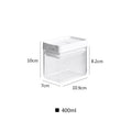 White transparent plastic grain storage container with lid, 400ml capacity.