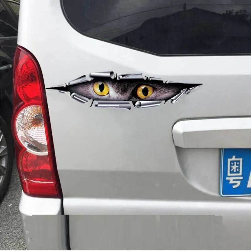 3D car door bumper sticker in Tiger Eye or Eagle Eye design on vehicle door edge
