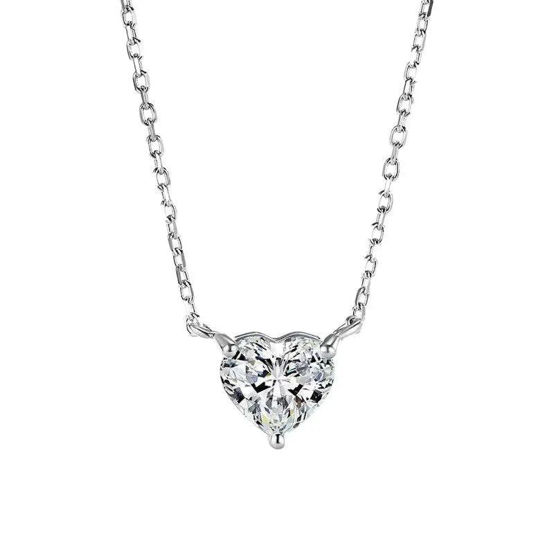 Women's silver-coloured copper heart necklace with simple refined grace design
