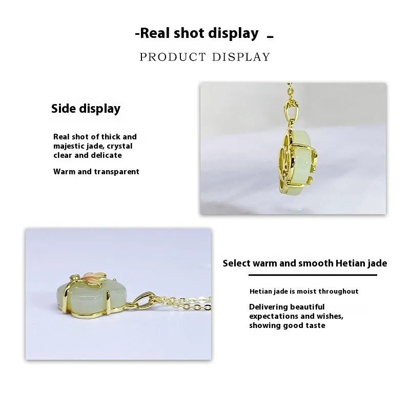 925 silver magnolia jade pendant necklace set on chain with matching bracelet and earrings
