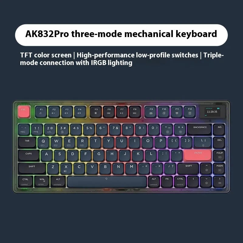 AJAZZ AK832PRO green 81-key mechanical keyboard with colour screen and RGB backlight