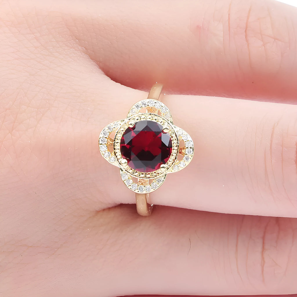 Copper ring with a fruit-shaped zircon stone inlaid, shown in colour 10-6-1395.
