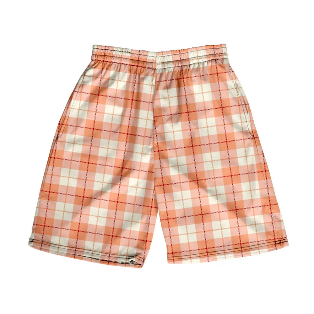 Men's plaid casual shorts with a straight-leg cut and elastic waistband in a selection of colours.