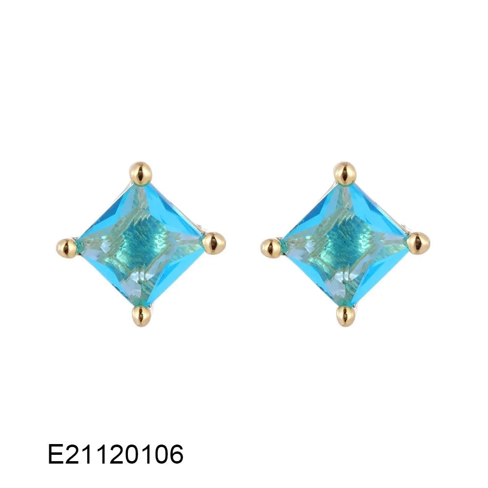 Gold-plated drop earring with a pear-shaped cubic zirconia stone in a candy colour.