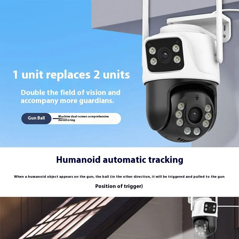 Wireless outdoor security camera system with dual screen monitoring and 3MP HD binocular camera