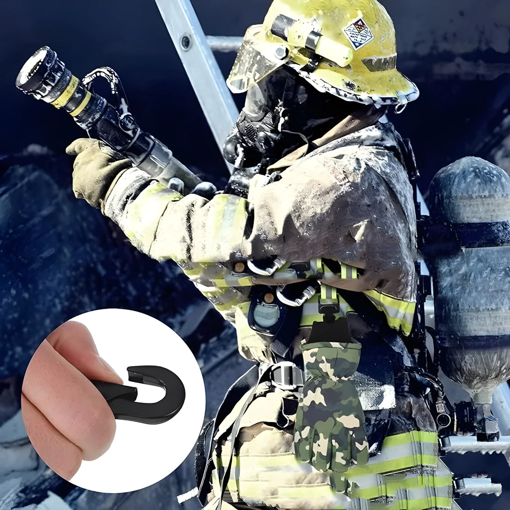 Fluorescent green metal buckle safety clip for fireman gloves with reflective materials