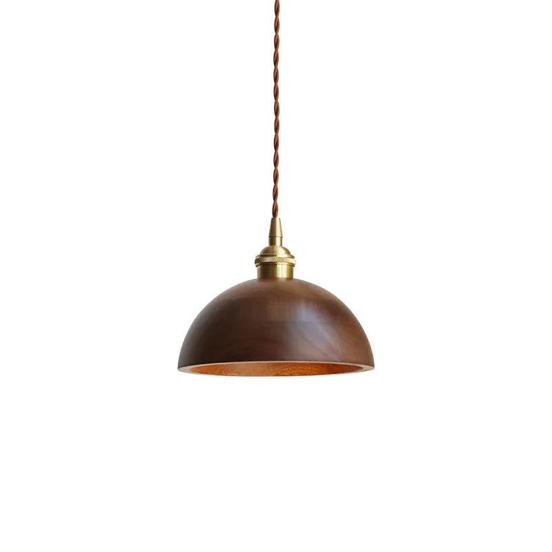 Black walnut and copper wood art single-head droplight chandelier for commercial lighting